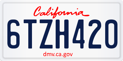 CA license plate 6TZH420