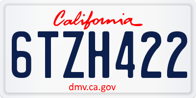 CA license plate 6TZH422
