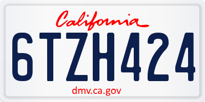 CA license plate 6TZH424