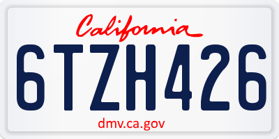 CA license plate 6TZH426