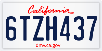 CA license plate 6TZH437