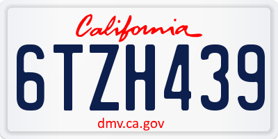 CA license plate 6TZH439
