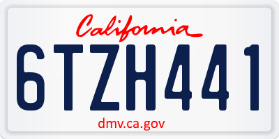 CA license plate 6TZH441