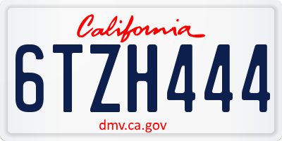 CA license plate 6TZH444