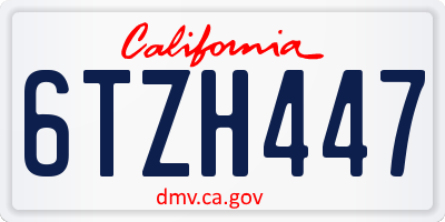 CA license plate 6TZH447