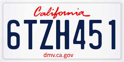 CA license plate 6TZH451
