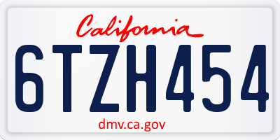 CA license plate 6TZH454