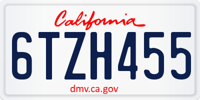 CA license plate 6TZH455