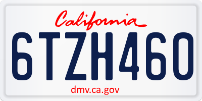 CA license plate 6TZH460