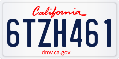 CA license plate 6TZH461