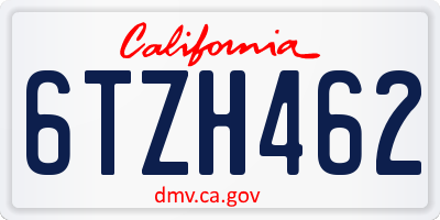 CA license plate 6TZH462