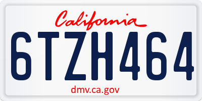 CA license plate 6TZH464