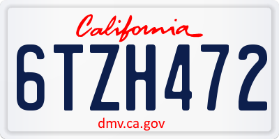 CA license plate 6TZH472