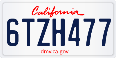 CA license plate 6TZH477