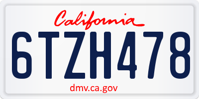 CA license plate 6TZH478