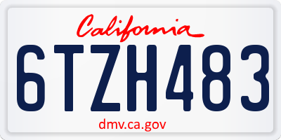 CA license plate 6TZH483