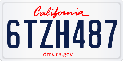 CA license plate 6TZH487