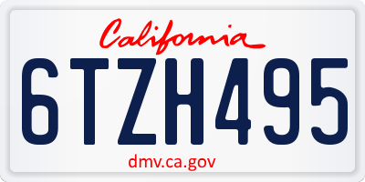 CA license plate 6TZH495