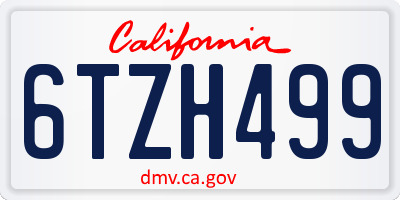 CA license plate 6TZH499