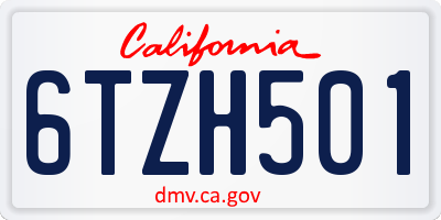CA license plate 6TZH501