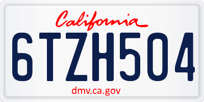 CA license plate 6TZH504