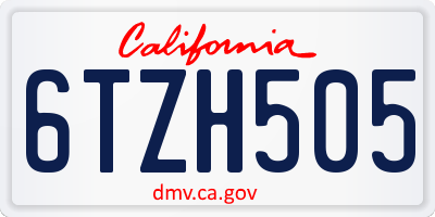 CA license plate 6TZH505