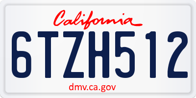 CA license plate 6TZH512