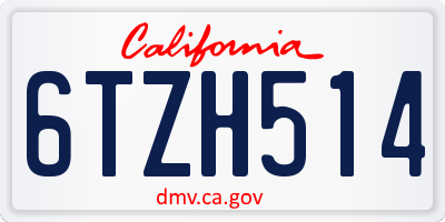 CA license plate 6TZH514