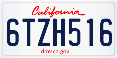CA license plate 6TZH516