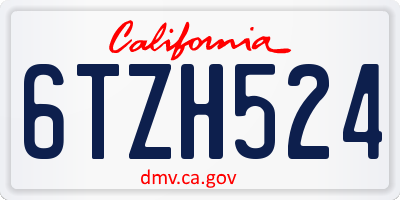 CA license plate 6TZH524