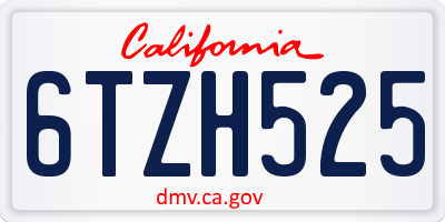 CA license plate 6TZH525