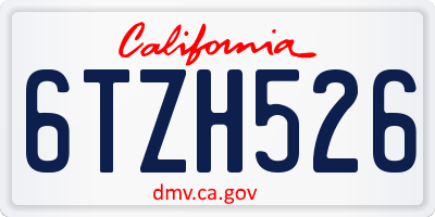 CA license plate 6TZH526