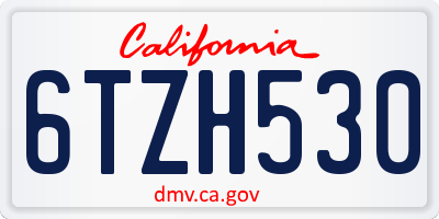 CA license plate 6TZH530