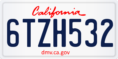 CA license plate 6TZH532