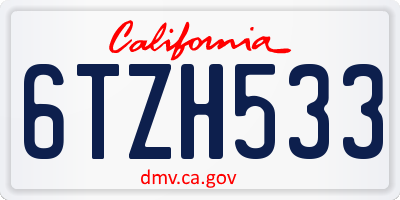 CA license plate 6TZH533