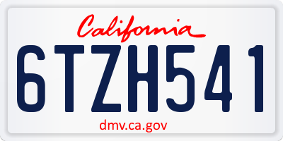 CA license plate 6TZH541