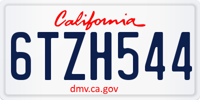 CA license plate 6TZH544
