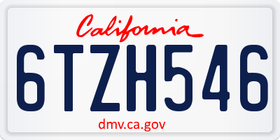 CA license plate 6TZH546