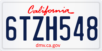 CA license plate 6TZH548
