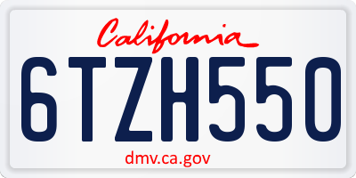 CA license plate 6TZH550