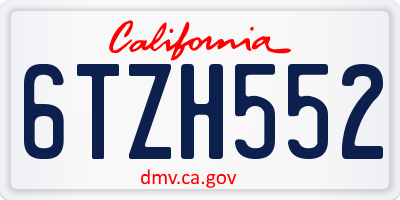 CA license plate 6TZH552