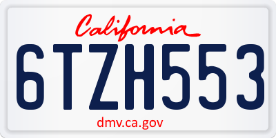 CA license plate 6TZH553