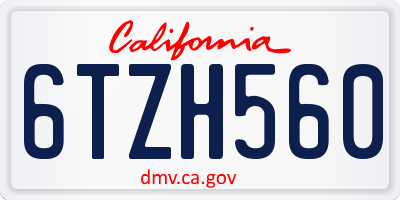 CA license plate 6TZH560