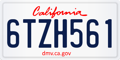 CA license plate 6TZH561