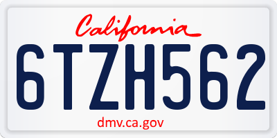 CA license plate 6TZH562