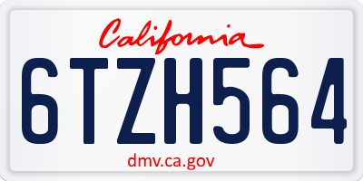 CA license plate 6TZH564