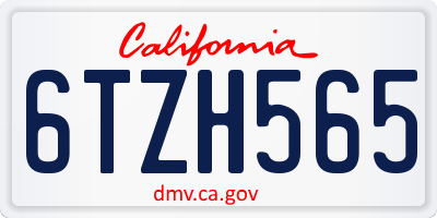 CA license plate 6TZH565