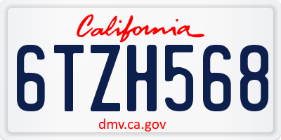 CA license plate 6TZH568