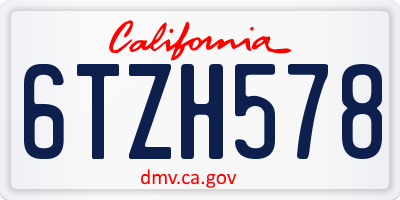 CA license plate 6TZH578