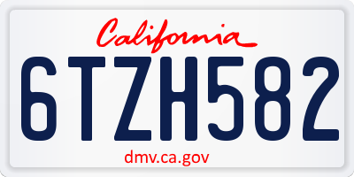 CA license plate 6TZH582